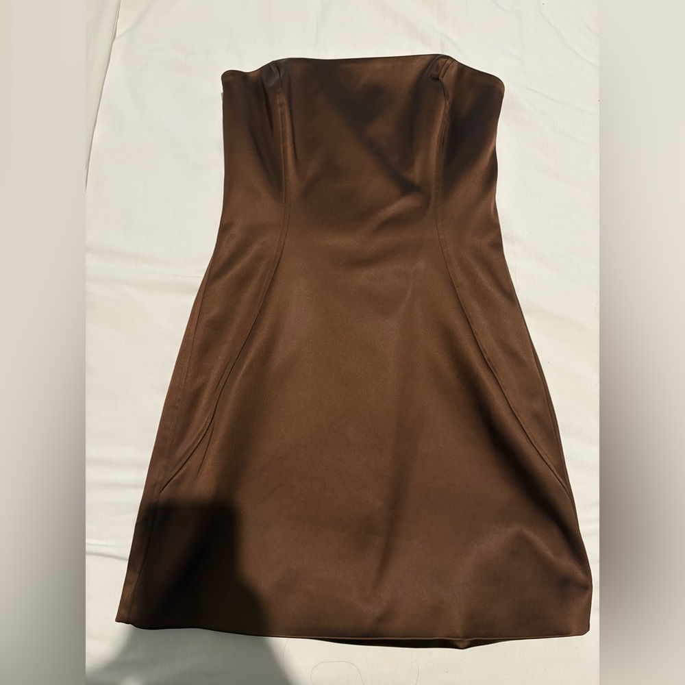Wilfred brown satin mini dress